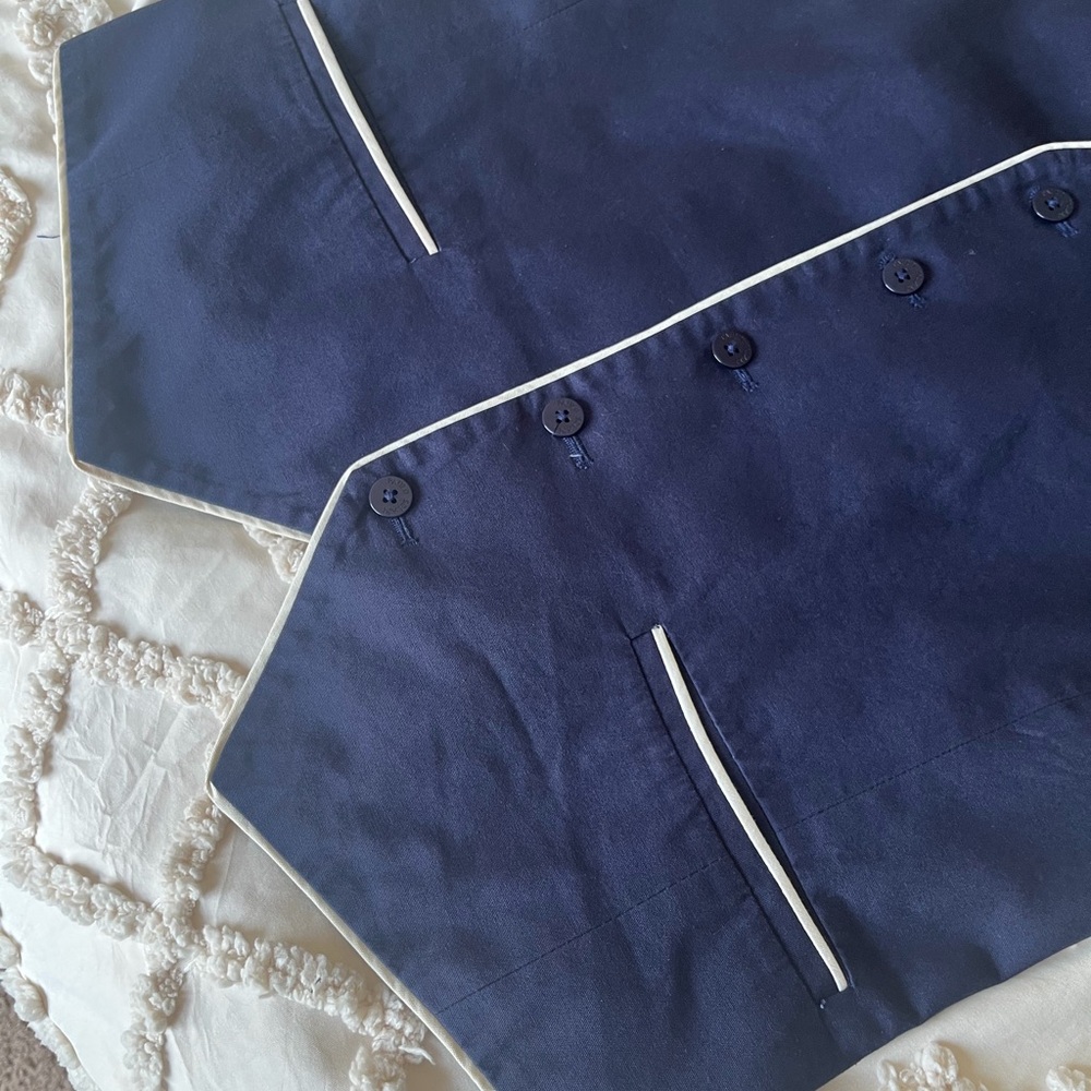 Paul Stuart Midnight Blue Vest with Ivory Accents - Picture 6 of 9